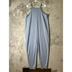Thrive Societe Jumpsuit Blue Gray Pockets Soft Stretch Medium Minimalist New thumbnail 3
