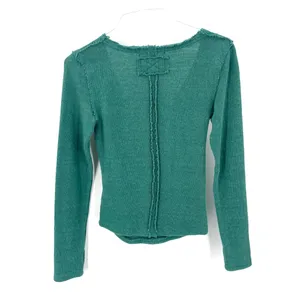 Free People Like A Boss Tee Everglade Long Sleeve Faux Wrap VNeck Top thumbnail 4