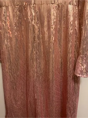 Rachel Parcell Womens Midi Dress S Small Rose Gold Pink Sequins Allover Formal thumbnail 7