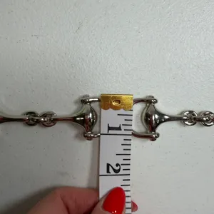 Horsebit Equestrian Belt Chain Silver Adjustable Metal Link Classic Preppy Femme thumbnail 8