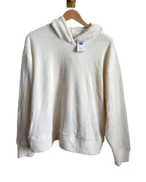 Abercrombie Velour Ribbed Lounge Hoodie Cream M NWT thumbnail 1