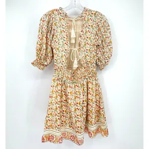 Cleobella‎ Dallas Floral Print Mini Dress Womens XS Cream Boho Feminine Coquette thumbnail 9