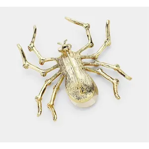 New Womens Boutique Multi-Colored Crystal Gold Halloween Spider Pin Brooch thumbnail 2