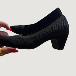 Eileen Fisher Gabby Pumps Womens 8 Black Stretch Knit Pointed Block Kitten Heel‎ thumbnail 6