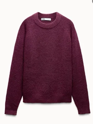 Zara Burgundy Sweater Size Small Acrylic Wool Fall Winter Autumn Jumper Pullover thumbnail 1
