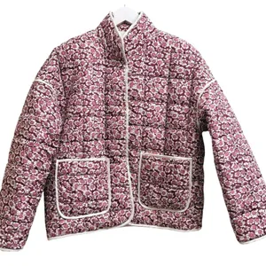 Quilted Rain‎ Puffer Jacket Womens Small Cropped Dainty Floral Spring Bloomcore thumbnail 3