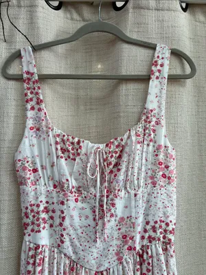 Floral Sleeveless Corset Front Tie Midi Dress Medium thumbnail 7