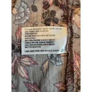 Knox Rose Floral Ruffle Smocked Yoke Top Taupe Black Floral Velvet Romantic Sz L thumbnail 7