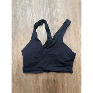 Alo Yoga Womens Black V-Neck Racerback Sports‎ Bra Reflective Logo Size XS S thumbnail 3