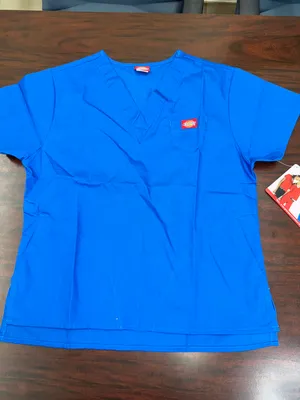 Dickies NWT Mini V-Neck Scrub Top In Royal Blue Size X-Small thumbnail 1