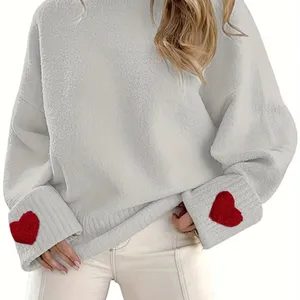 Cozy Sweater with Red Heart Accents thumbnail 1