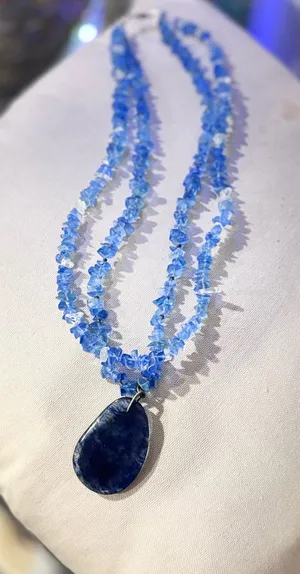 Blue Quartz Statement Necklace – Hand-Strung, One of a Kind thumbnail 3