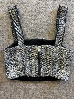 Lulus Tweed Sequin Crop Top  thumbnail 2