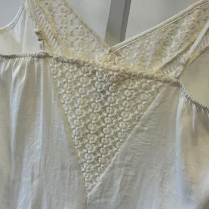 Band of Gypsies White Lace Trim V-Neck Cami Tank Top W1C34423 DEL Size S thumbnail 5