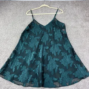 Angelique Nightgown Womens L Green Sheer Leaf Floral Chemise‎ Lingerie Coquette thumbnail 3