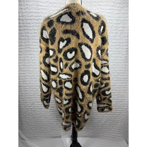 Show Me Your Mumu Mellow Cozi Cardi Golden Ears Leopard Fuzzy Cardigan Medium thumbnail 3