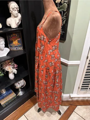 Orange & Green Floral Boho Dress – Fits Small thumbnail 6