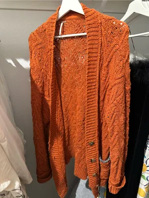Free People Montana Cable Knit Cardigan Button Open Front size S Oversized thumbnail 2