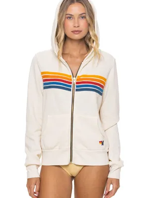 Aviator Nation 5 Stripe Hoodie - Vintage White thumbnail 2