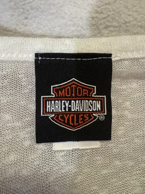 Harley-Davidson White V-Neck Graphic Raglan Tee with Olive Sleeves thumbnail 4