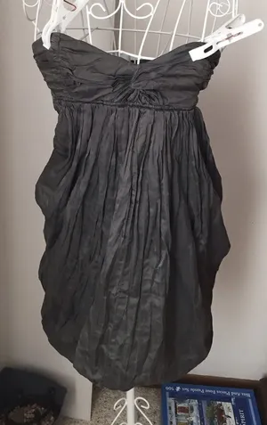 Zara Night Collection Strapless Bubble Hem Top Size S Gray thumbnail 1