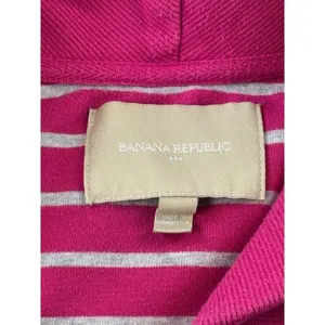 Banana Republic Pink White Striped Shawl Collar‎ Pullover Sweatshirt Women L thumbnail 6