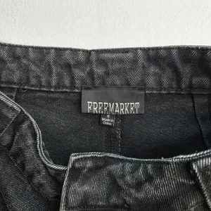 Freemarket Women Black Wide Leg Sailor Jeans Gold Button High Waist Small thumbnail 4