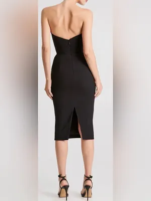 NEW HELSI Celia Black Strapless Cocktail Sheath Dress sz S thumbnail 3