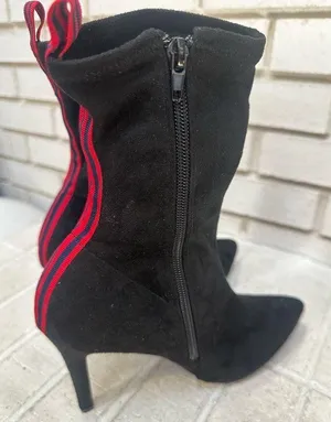 NEW Anne Michelle Pledge Black With Red Stripe Full Zip Stiletto Booties Size 11 thumbnail 1