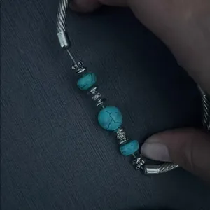 Set of 2 Silver & Turquoise Beaded Bracelets Boho Western Southwestern Jewelry thumbnail 5