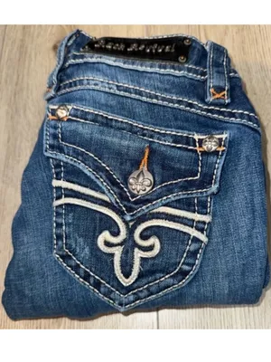 Rock revival Stephanie capri crop cropped blue jeans denim thumbnail 2