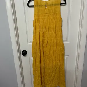 Max Studio cotton sleeveless tiered maxi dress in butter‎ yellow size small thumbnail 7