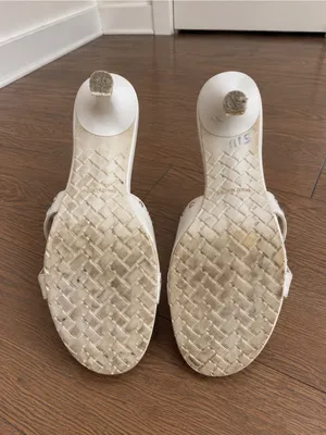 Vintage Fashion Bug White Studded Mule Heels thumbnail 4