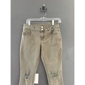 Refuge Y2k Womens Olive Green Distressed Skinny Jeans‎ High Rise Cropped Size 4 thumbnail 3