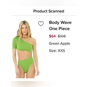 NWT new sold out ALO yoga body wave one piece swimsuit bodysuit XXS green apple thumbnail 2