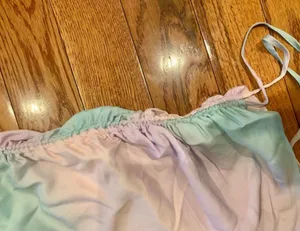 Zara Pastel Tie Dye Satin Ruched Cut Out Mini Dress Size M thumbnail 9