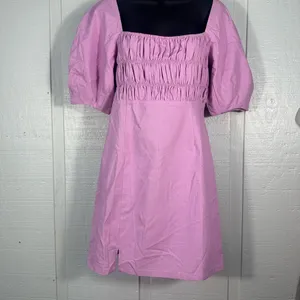Lush Clothing Lavender Puff Sleeve Smocked Front Dress Size Medium NWT thumbnail 2