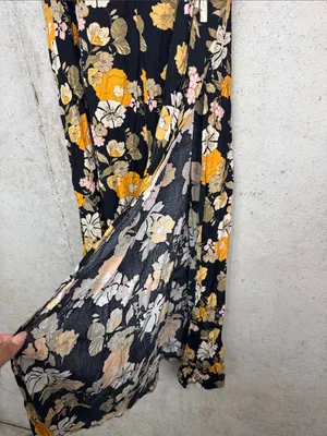 NATURAL LIFE Boho Cottage-core Floral Maxi Skirt Open Side Vents Lightweight L thumbnail 5