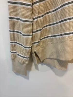 Offline By Aerie Yellow Green White Striped Waffle Knit Long Sleeve Scoop Neck thumbnail 5