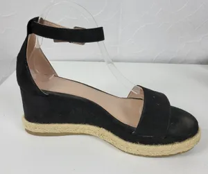 BCBGeneration Addie Women Sandals Size 7.5 Black Ankle Strap Espadrille Platform thumbnail 1
