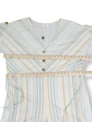 World Market Shilo Striped Wide Leg Cinch Waist‎ Jumpsuit Ivory Multi Cropped thumbnail 12