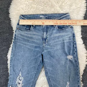 Old Navy Medium Wash Distressed Denim Jeans Boyfriend Mid Rise Grunge Alt Edgy thumbnail 2