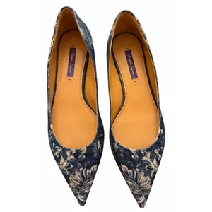 Ralph Lauren Purple Label Woven Denim Floral Women’s Point Toe Flat SZ 39.5 9.5 thumbnail 3