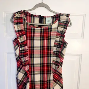 Vintage Karlie Plaid Ruffle Midi Dress Sz M Made in USA thumbnail 2