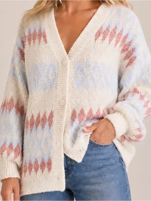 NEW Altar’d State Ivory & Blue Knit Cardigan Sweater Size Small NWT thumbnail 1