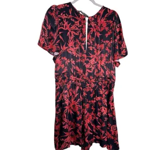 Anthropologie Somerset Black Rust Floral Satin Romper V Neck XLP thumbnail 4