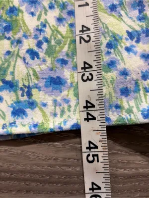 Monteau Blue & Green Floral Midi Dress with Puff Sleeves thumbnail 6