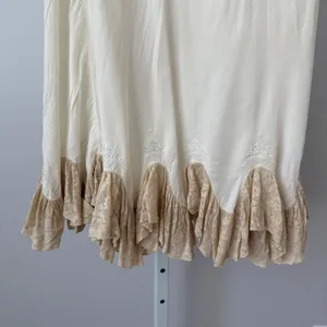 VTG Yolanda sz S Hand Made Cream Lace Ruffle Slip Skirt Maxi Victorian style thumbnail 3