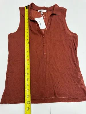 FRAME Women’s Mesh Lace Sleeveless Polo size L thumbnail 7