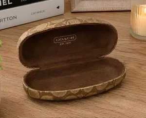 Coach Signature Hard Eyeglass Case Brown Tan Sunglasses Protective Hinged Case thumbnail 1